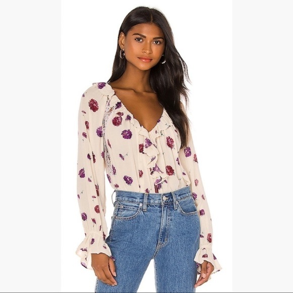 NWOT Free People Poppy Printed Bodysuit - Picture 1 of 13